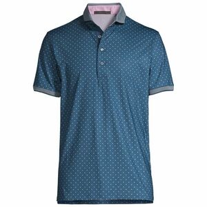 Greyson Men's Wolf Icon Dot Short Sleeve Golf Polo Shirt Dark Green Large